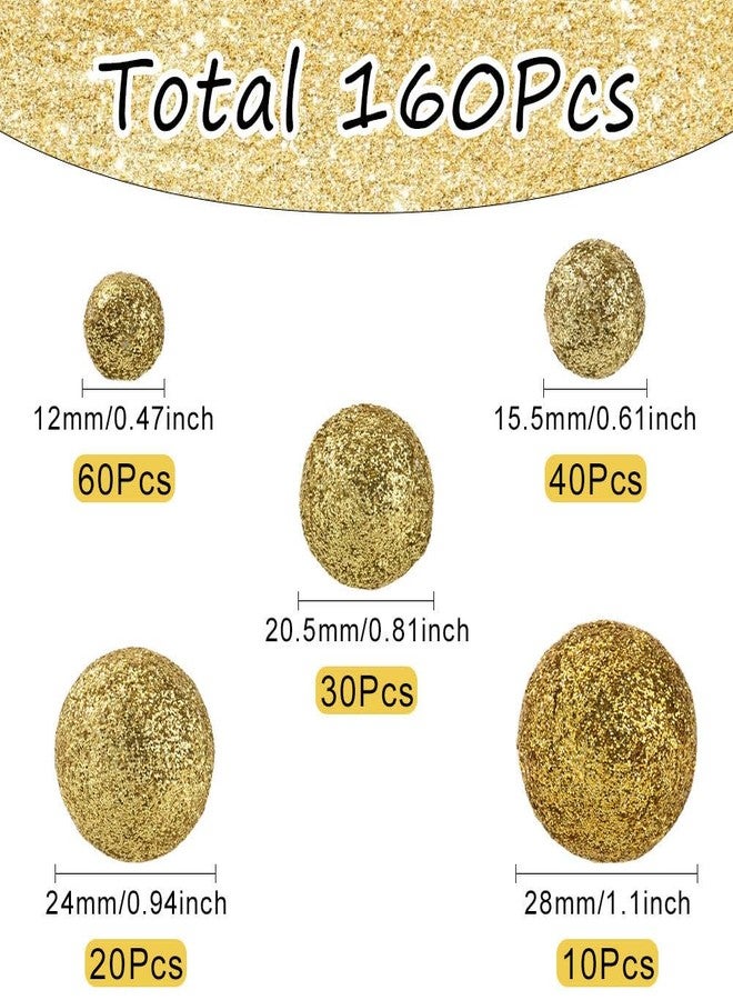 SOFPLATE 160Pcs Gold Foam Glitter Balls Vase Filler Decorative Ball 12mm 15mm 20mm 24mm 28mm No Hole Gloss Bead Pearls Christmas Holiday Decoration Table Scatter for Home Party Festive Wedding Decor - Image 2